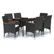 Bowery Hill Contemporary Powder-Coated Garden Dining Set in Black