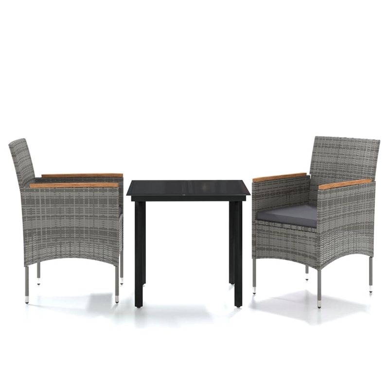 Bowery Hill Contemporary Garden Dining Set in Gray and Black