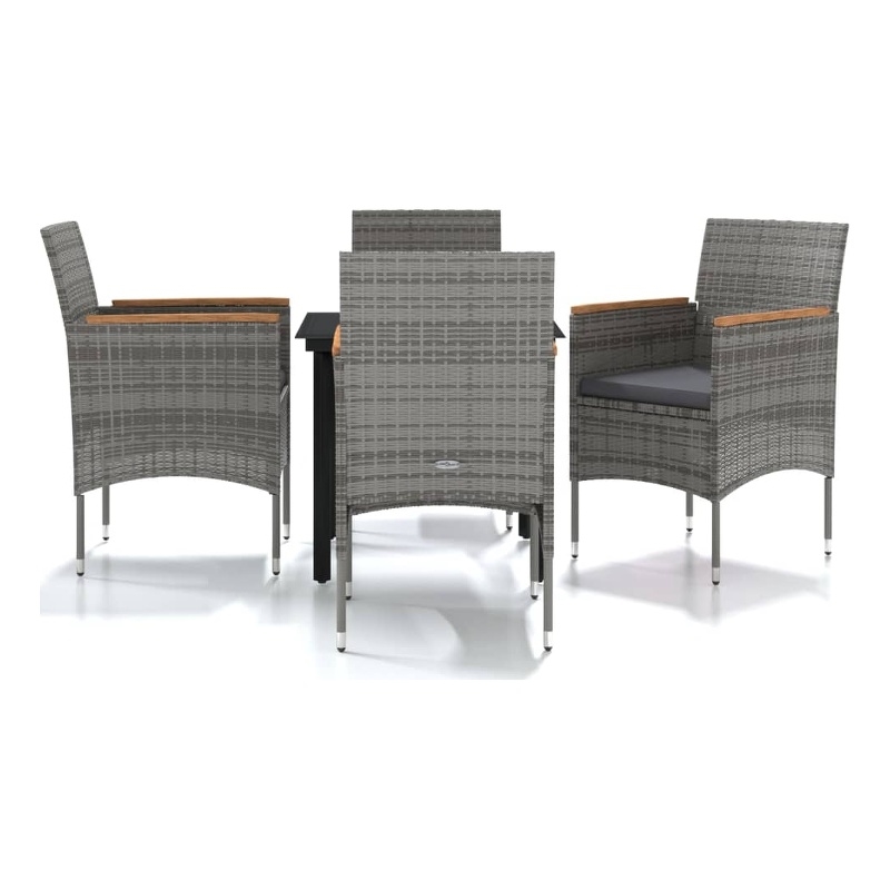 Bowery Hill Contemporary Garden Dining Set in Gray and Black