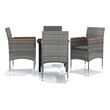 Bowery Hill Contemporary Garden Dining Set in Gray and Black