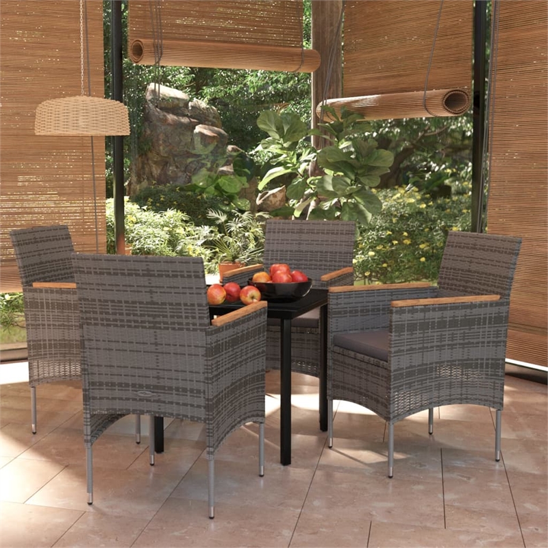 Bowery Hill Contemporary Garden Dining Set in Gray and Black
