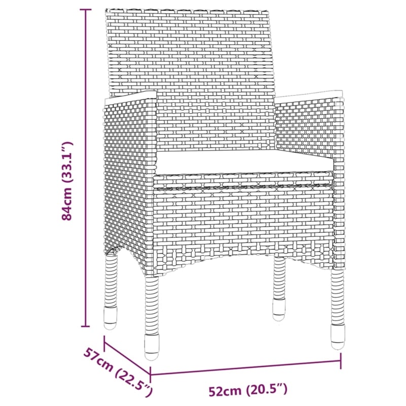 Bowery Hill Contemporary Weather-Resistant Garden Dining Set in Black