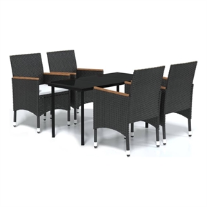 Bowery Hill Contemporary Weather-Resistant Garden Dining Set in Black