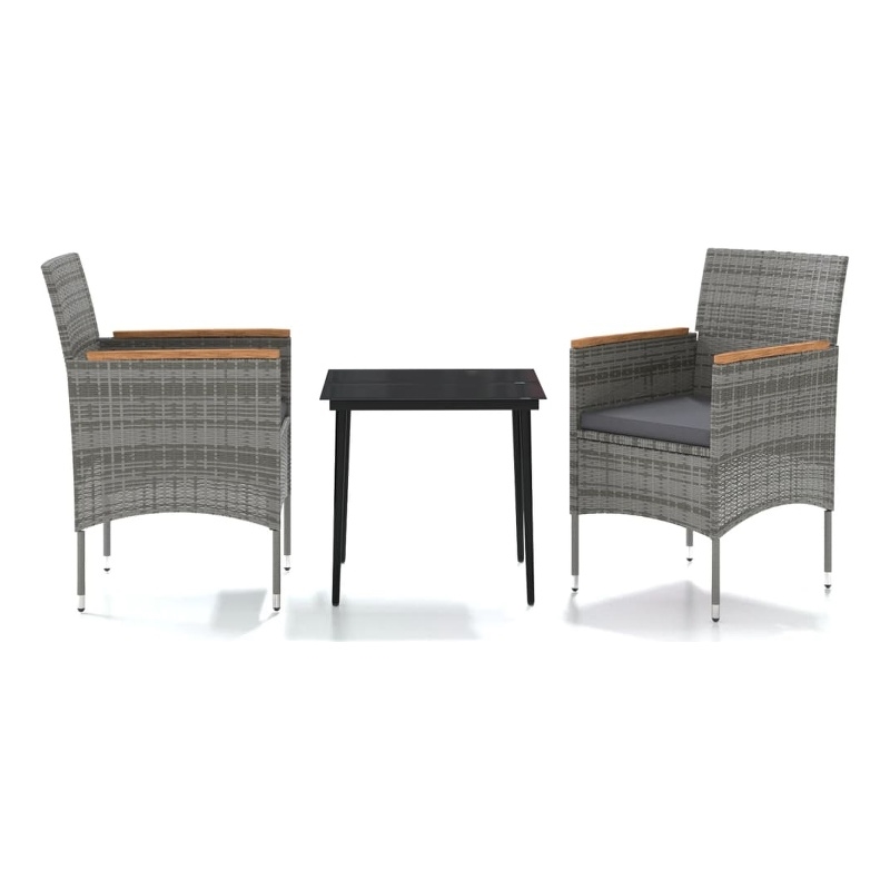 Bowery Hill Contemporary Garden Dining Set in Gray and Black