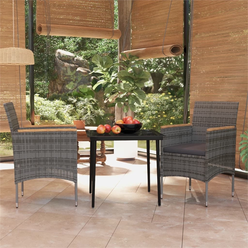 Bowery Hill Contemporary Garden Dining Set in Gray and Black