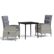 Bowery Hill Contemporary Garden Dining Set in Gray and Black
