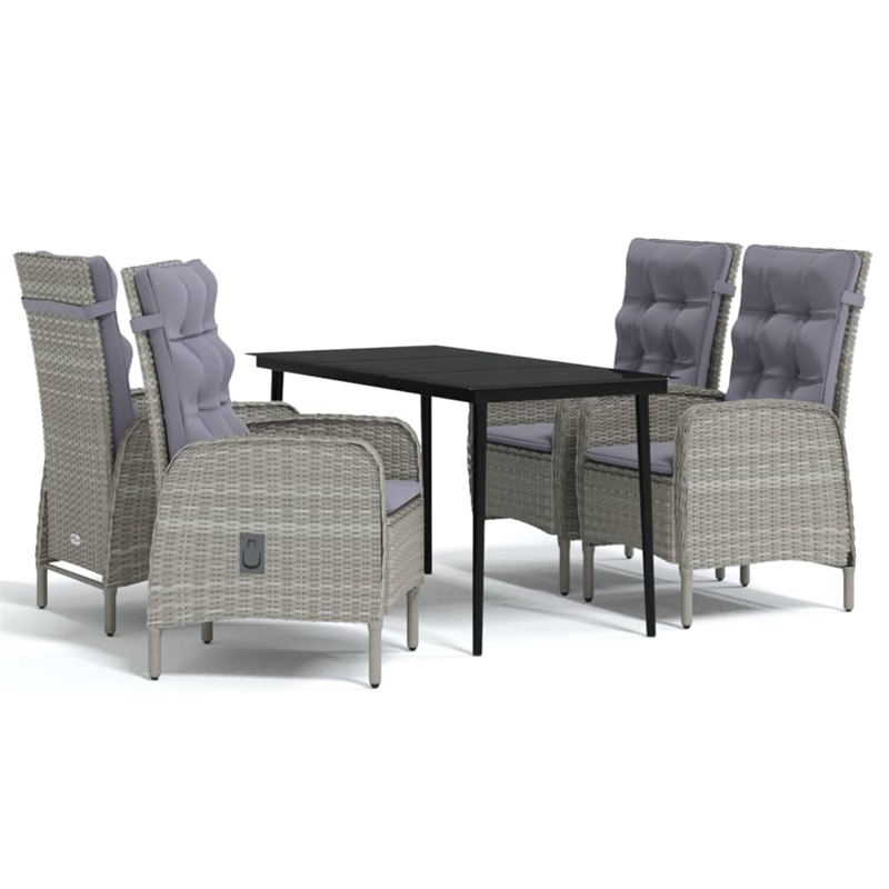 Bowery Hill Contemporary Garden Dining Set in Gray and Black