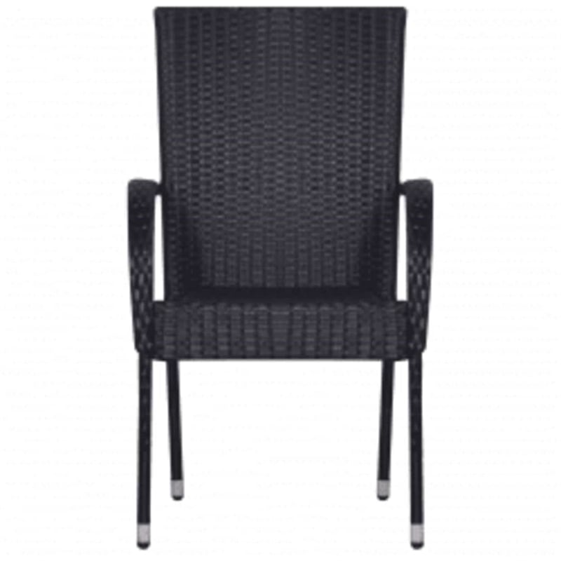 Bowery Hill PE Rattan/Powder-Coated Steel/Glass Garden Dining Set in Black