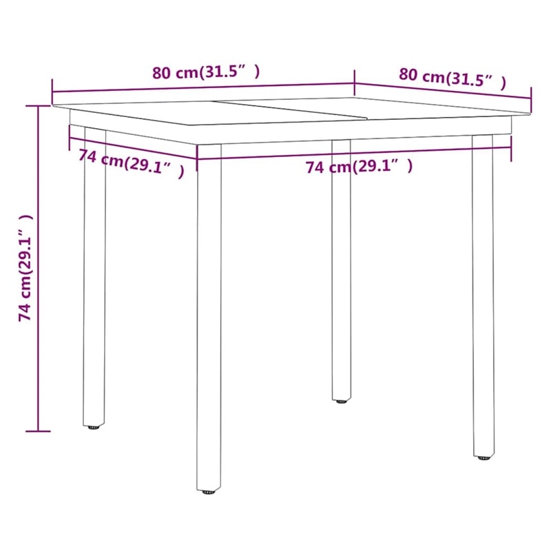 Bowery Hill PE Rattan/Powder-Coated Steel/Glass Garden Dining Set in Black
