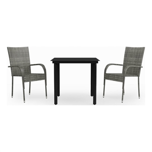Bowery Hill Contemporary Garden Dining Set in Gray and Black
