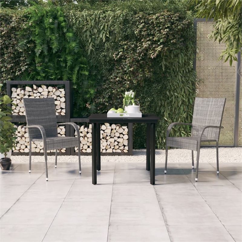 Bowery Hill Contemporary Garden Dining Set in Gray and Black