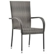 Bowery Hill Contemporary Garden Dining Set in Gray and Black