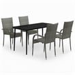 Bowery Hill Contemporary Garden Dining Set in Gray and Black