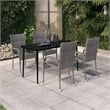 Bowery Hill Contemporary Garden Dining Set in Gray and Black