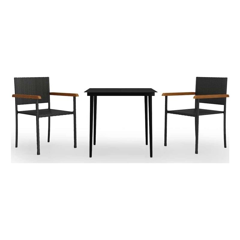 Bowery Hill Contemporary Weather-Resistant Garden Dining Set in Black