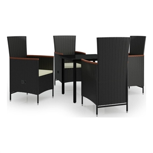 Bowery Hill Contemporary Weather-Resistant Garden Dining Set in Black