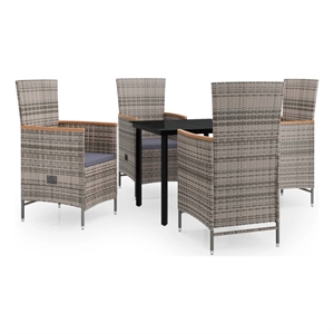 Bowery Hill Coated Steel Medium Garden Dining Set in Gray and Black