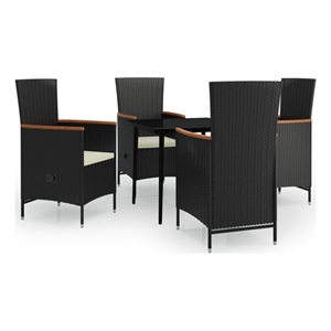 Bowery Hill Contemporary Garden Dining Set in Black and Cream White