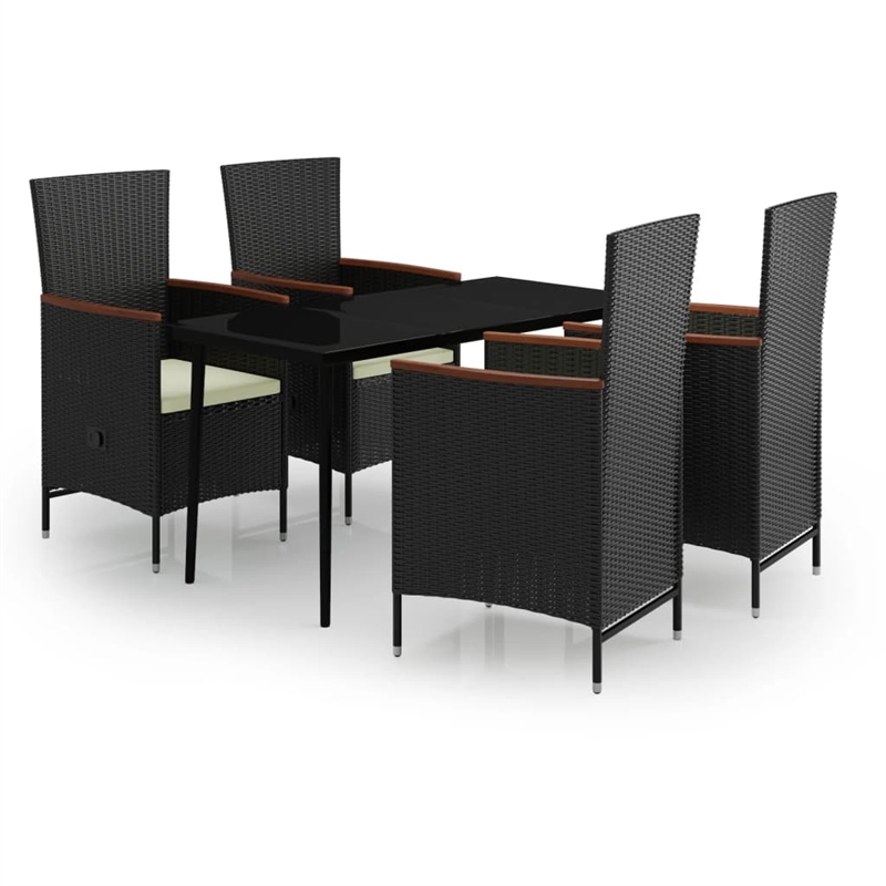 Bowery Hill Powder-Coated Steel MediumGarden Dining Set in Black