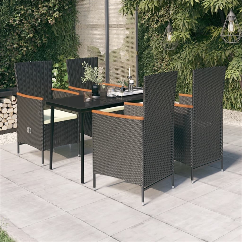 Bowery Hill Powder-Coated Steel MediumGarden Dining Set in Black