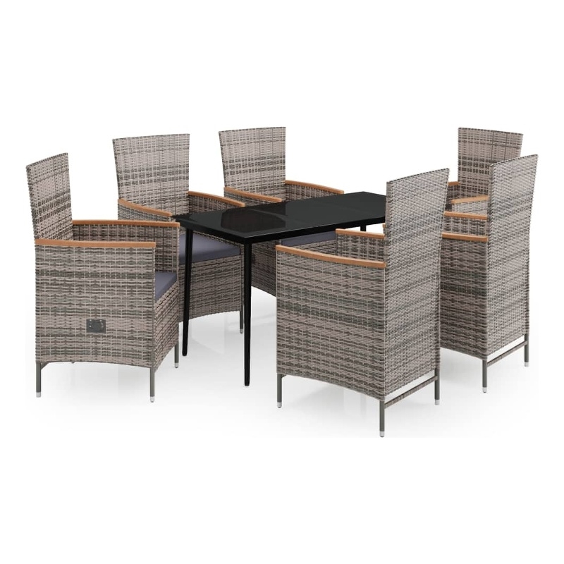 Bowery Hill Contemporary Garden Dining Set in Gray and Dark Gray