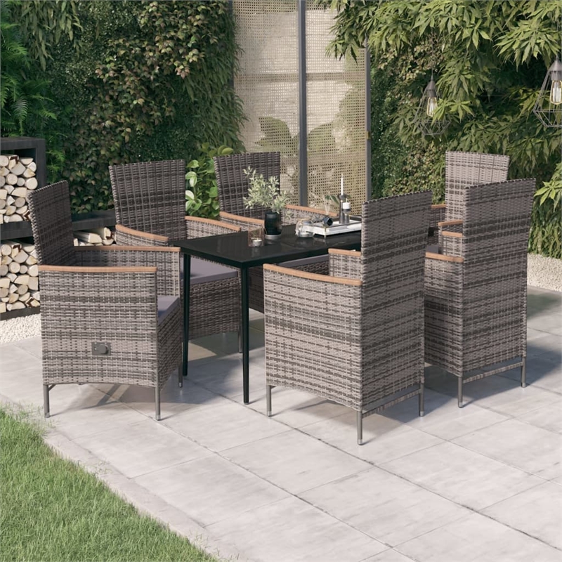 Bowery Hill Contemporary Garden Dining Set in Gray and Dark Gray