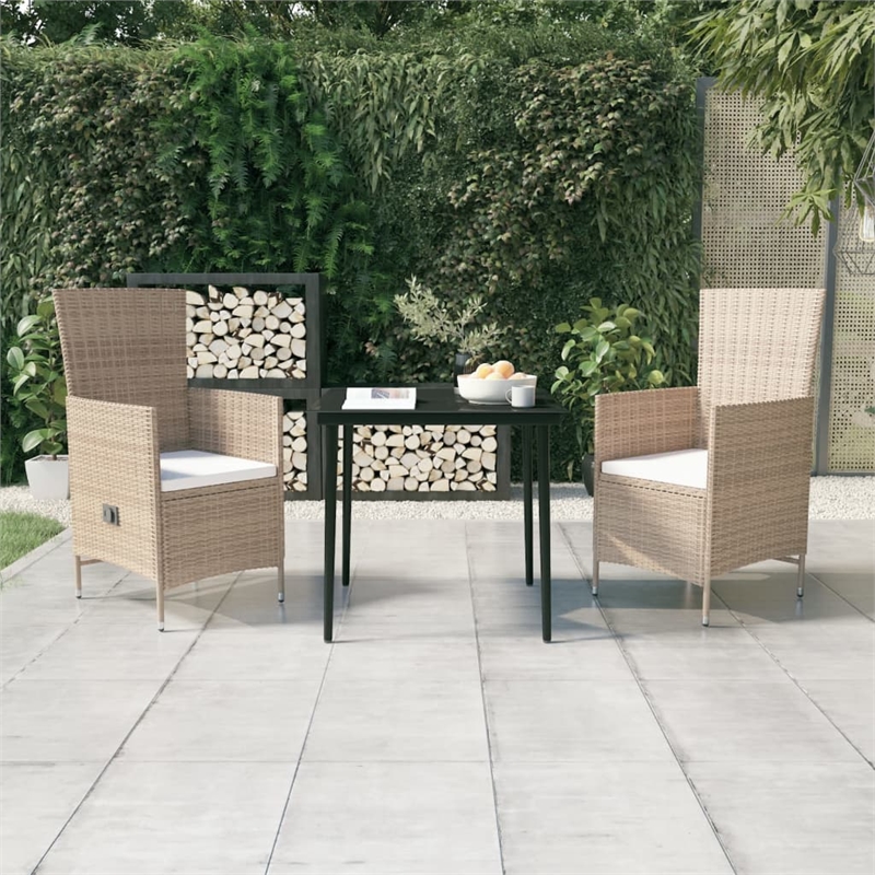 Bowery Hill Contemporary Garden Dining Set in Beige and Black