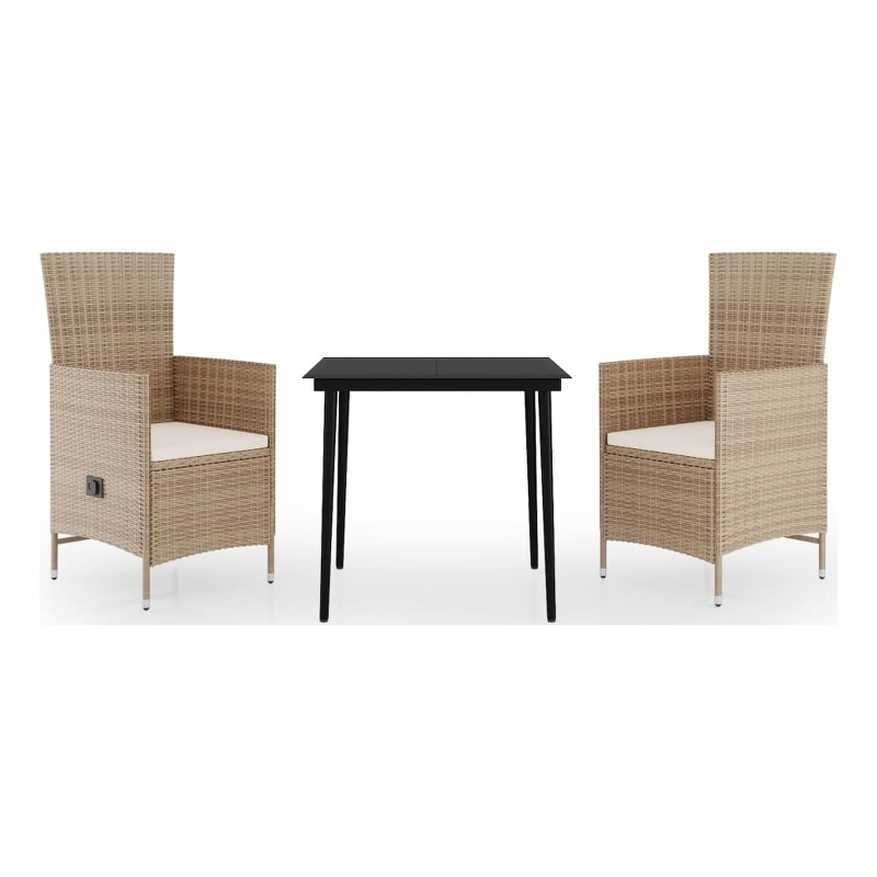 Bowery Hill Contemporary Garden Dining Set in Beige and Black