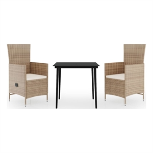 Bowery Hill Contemporary Garden Dining Set in Beige and Black