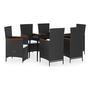Bowery Hill Contemporary Garden Dining Set in Black and Cream White