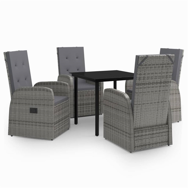 Bowery Hill Contemporary Garden Dining Set in Gray and Black