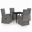 Bowery Hill Contemporary Garden Dining Set in Gray and Black