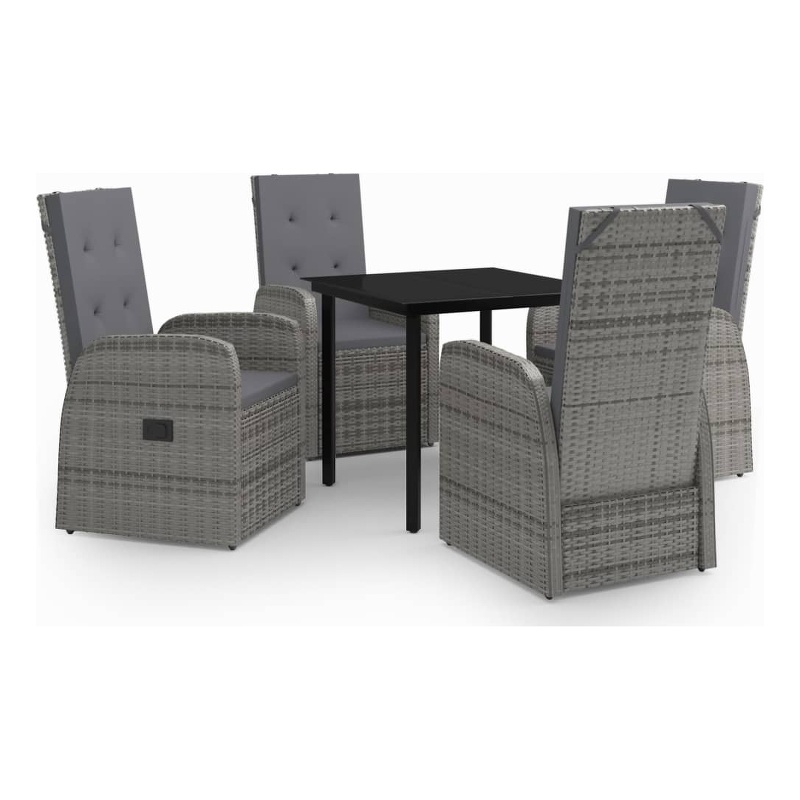 Bowery Hill Contemporary Garden Dining Set in Gray and Black