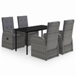 Bowery Hill Contemporary Garden Dining Set in Gray and Black