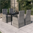Bowery Hill Contemporary Garden Dining Set in Gray and Black