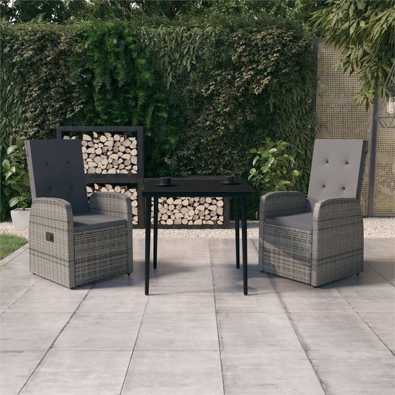 Bowery Hill Contemporary Garden Dining Set in Gray and Black