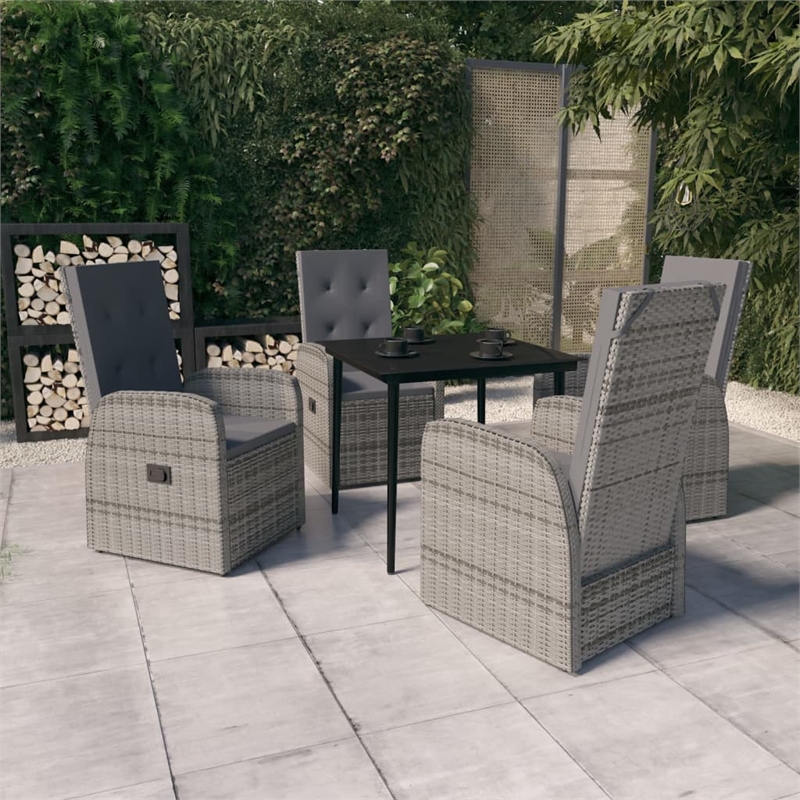 Bowery Hill Contemporary Garden Dining Set in Gray and Black