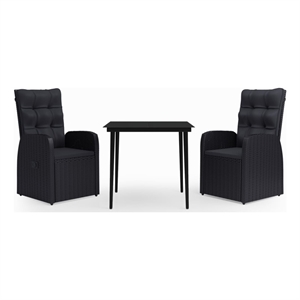 Bowery Hill Garden Dining Set in Black With in Black Cushions