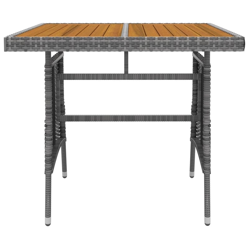 Bowery Hill PE Rattan/Steel/Solid Acacia Wood Medium Outdoor Dining Set in Gray