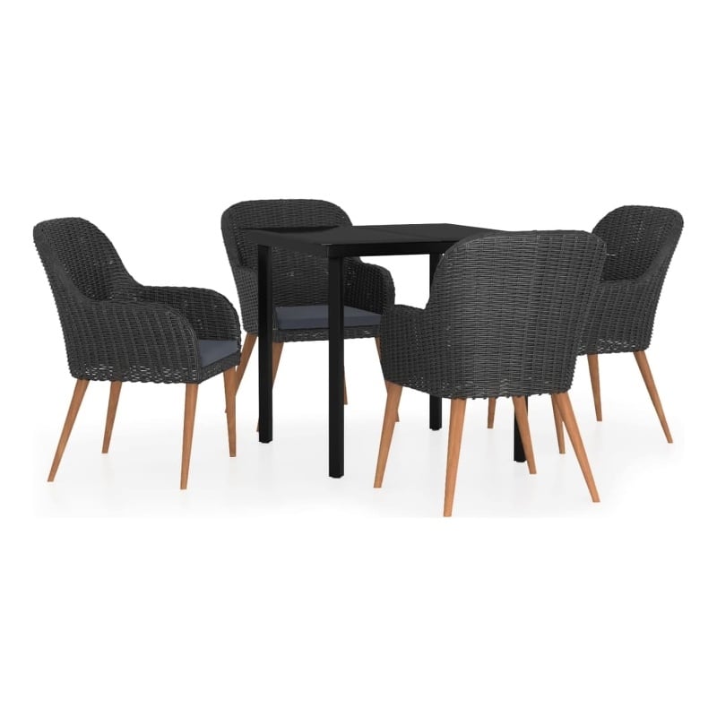 Bowery Hill Contemporary Garden Dining Set in Black/Dark Gray