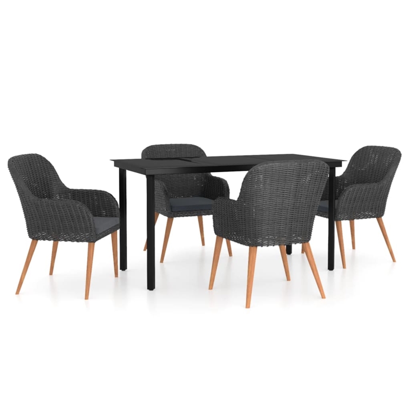Bowery Hill Contemporary Garden Dining Set in Black/Dark Gray