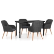 Bowery Hill Contemporary Garden Dining Set in Black/Dark Gray