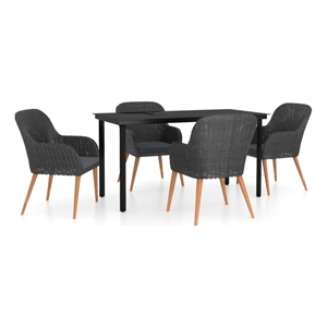 Bowery Hill Contemporary Garden Dining Set in Black/Dark Gray