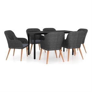 Bowery Hill Contemporary Weather-Resistant Garden Dining Set in Black