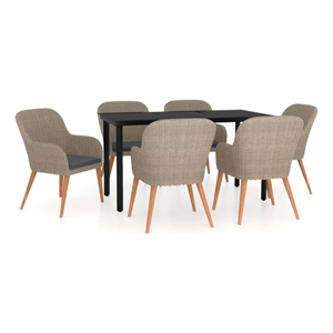 Bowery Hill Contemporary Garden Dining Set in Brown and Black