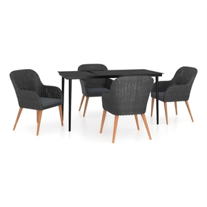 Bowery Hill Contemporary Weather-Resistant Garden Dining Set in Black