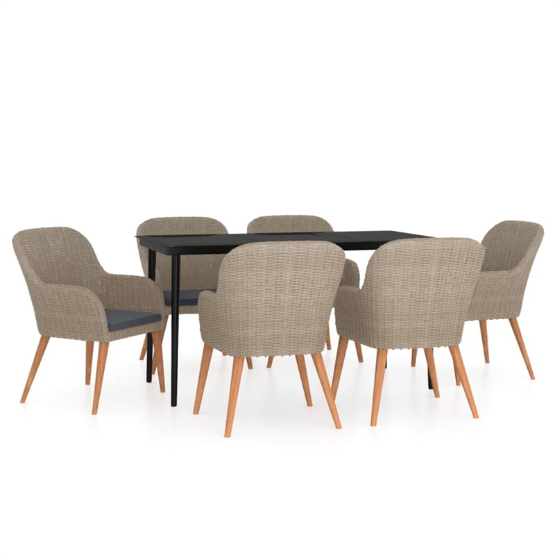 Bowery Hill Contemporary Garden Dining Set in Brown and Black