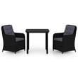 Bowery Hill Powder-Coated Steel 3 Piece Set Garden Dining Set in Black