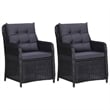 Bowery Hill Powder-Coated Steel 3 Piece Set Garden Dining Set in Black