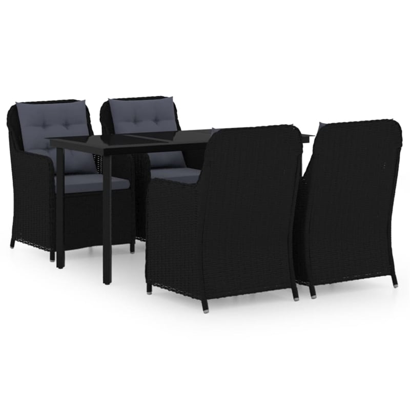 Bowery Hill Contemporary Garden Dining Set in Black/Dark Gray
